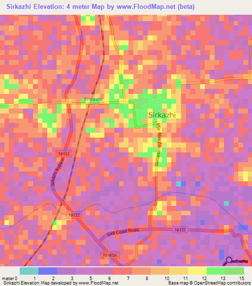 Sirkazhi,India Elevation Map