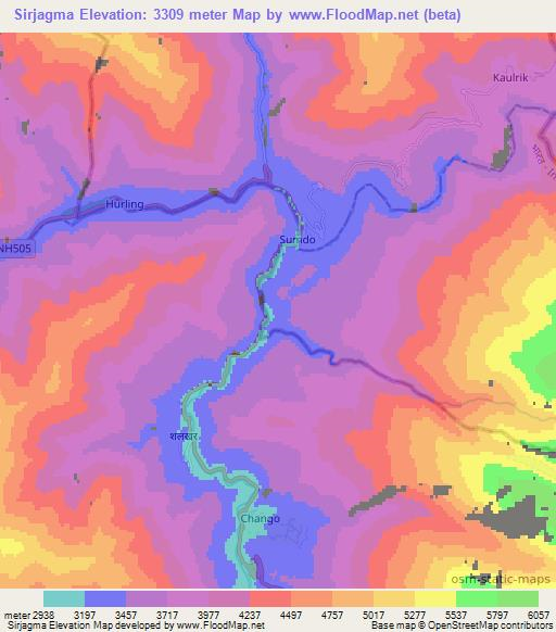 Sirjagma,India Elevation Map