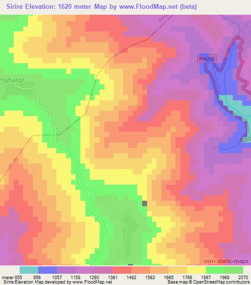 Sirire,India Elevation Map