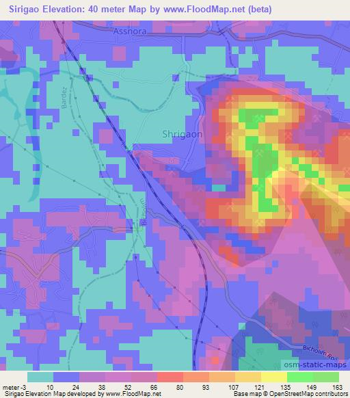 Sirigao,India Elevation Map