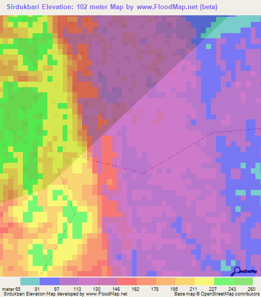 Sirdukbari,India Elevation Map