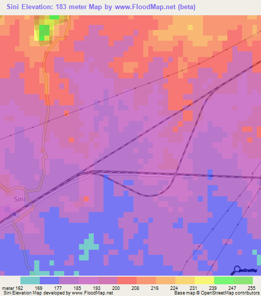 Sini,India Elevation Map