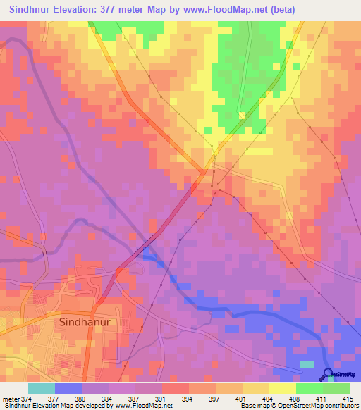 Sindhnur,India Elevation Map