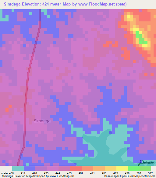 Simdega,India Elevation Map
