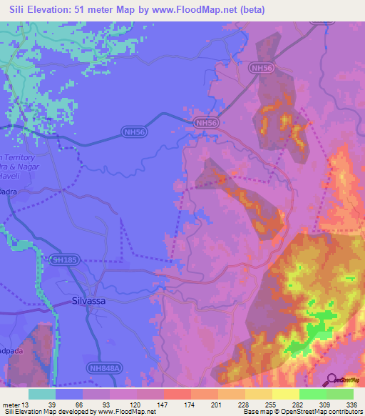 Sili,India Elevation Map