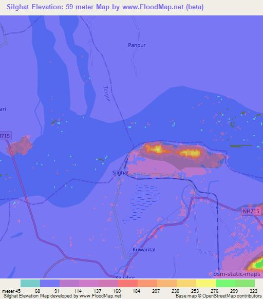 Silghat,India Elevation Map