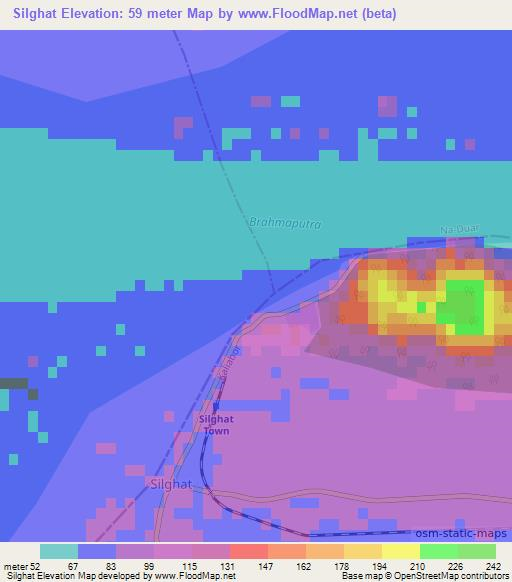 Silghat,India Elevation Map