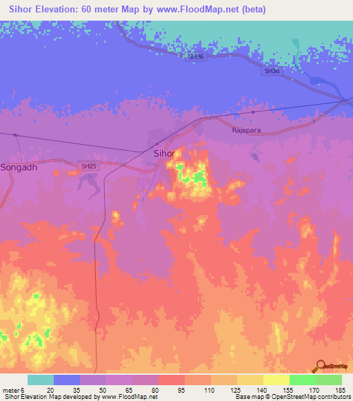 Sihor,India Elevation Map
