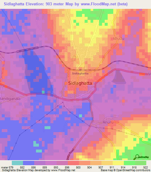 Sidlaghatta,India Elevation Map