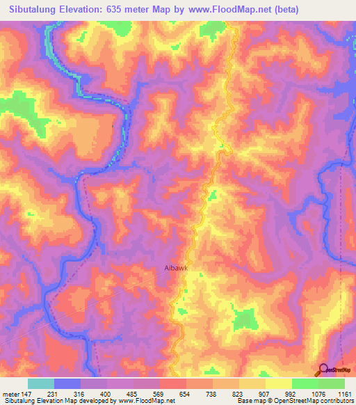 Sibutalung,India Elevation Map