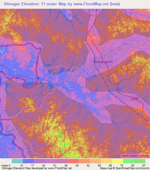 Sibnagar,India Elevation Map