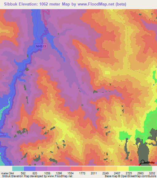 Sibbuk,India Elevation Map