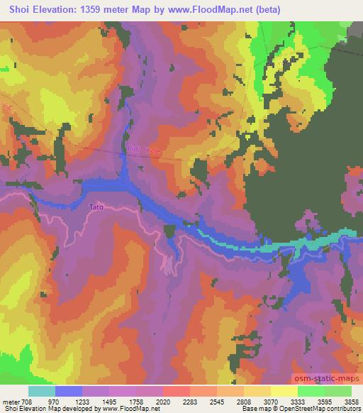 Shoi,India Elevation Map