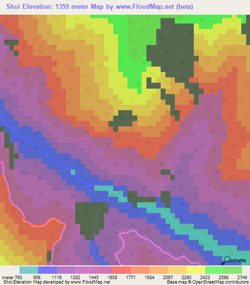 Shoi,India Elevation Map