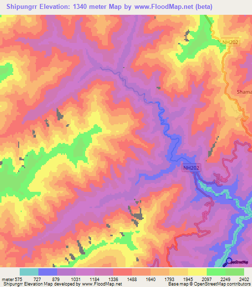 Shipungrr,India Elevation Map