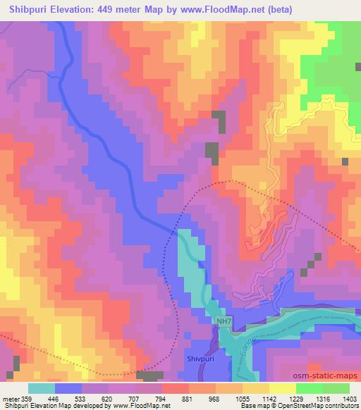 Shibpuri,India Elevation Map