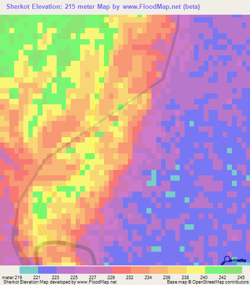 Sherkot,India Elevation Map