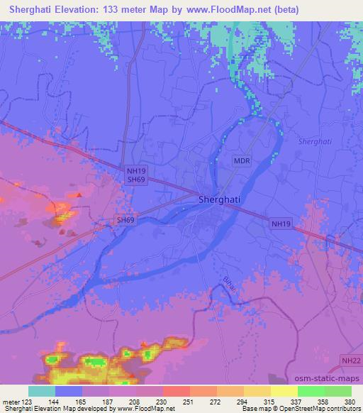 Sherghati,India Elevation Map