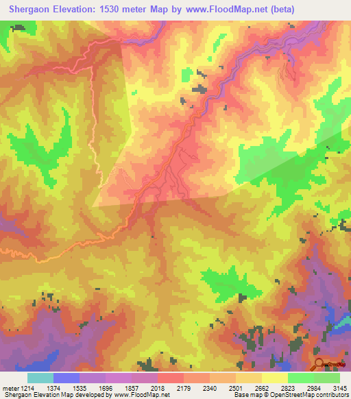 Shergaon,India Elevation Map