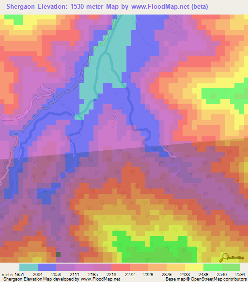 Shergaon,India Elevation Map