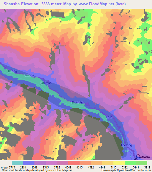 Shansha,India Elevation Map