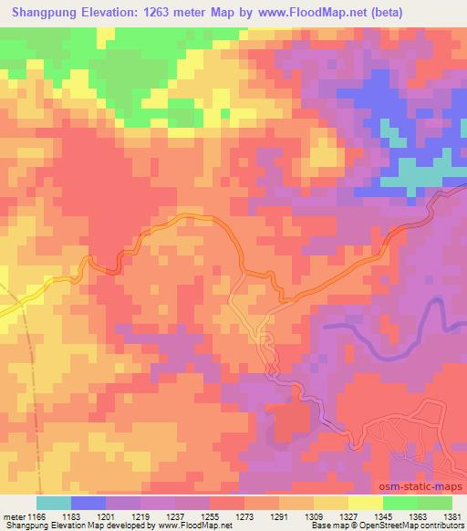 Shangpung,India Elevation Map