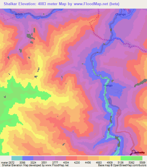 Shalkar,India Elevation Map