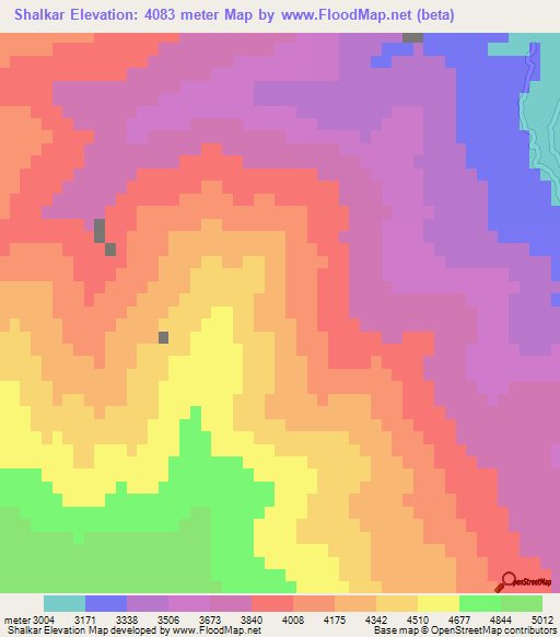 Shalkar,India Elevation Map