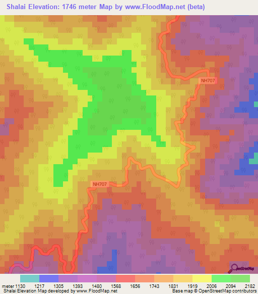 Shalai,India Elevation Map