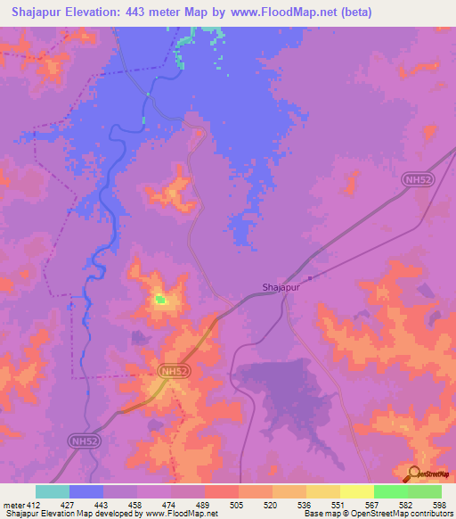 Shajapur,India Elevation Map