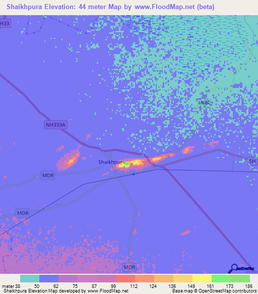 Shaikhpura,India Elevation Map