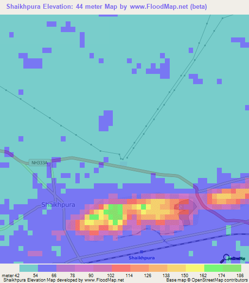 Shaikhpura,India Elevation Map