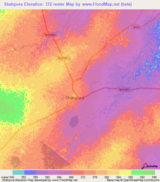 Shahpura,India Elevation Map
