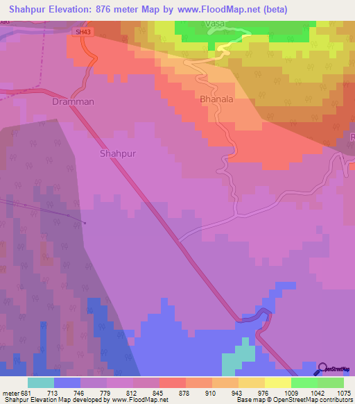 Shahpur,India Elevation Map