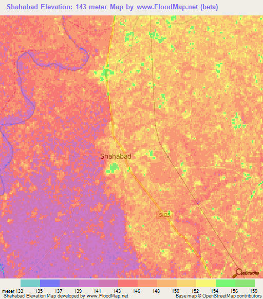 Shahabad,India Elevation Map