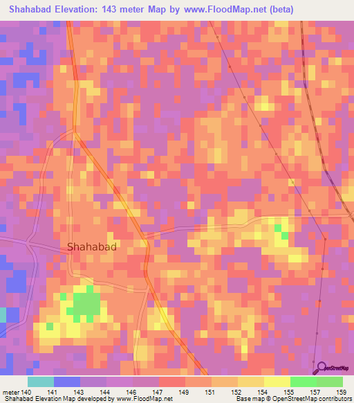 Shahabad,India Elevation Map