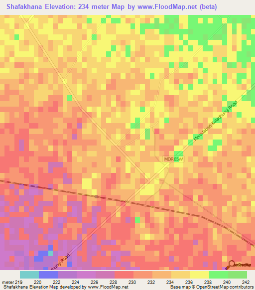 Shafakhana,India Elevation Map