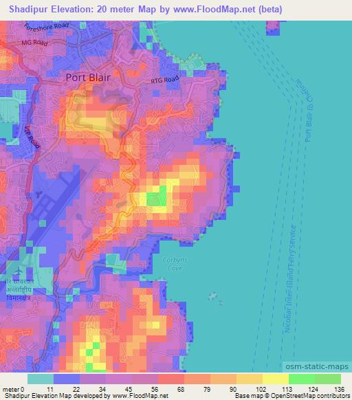 Shadipur,India Elevation Map