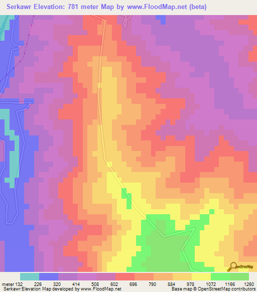 Serkawr,India Elevation Map