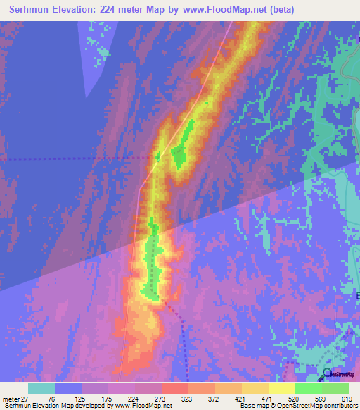 Serhmun,India Elevation Map