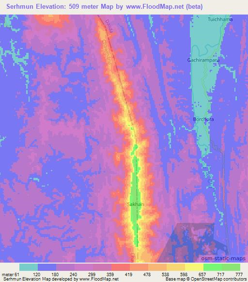 Serhmun,India Elevation Map