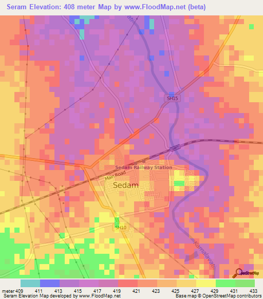 Seram,India Elevation Map