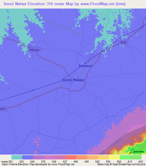 Seoni Malwa,India Elevation Map