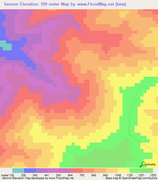 Senvon,India Elevation Map