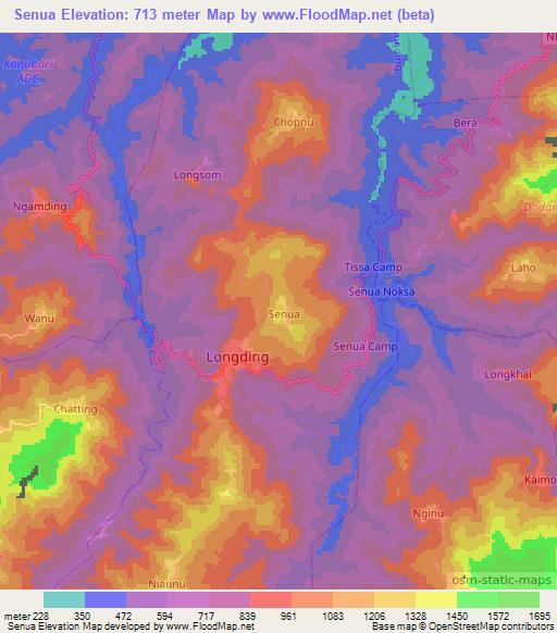 Senua,India Elevation Map