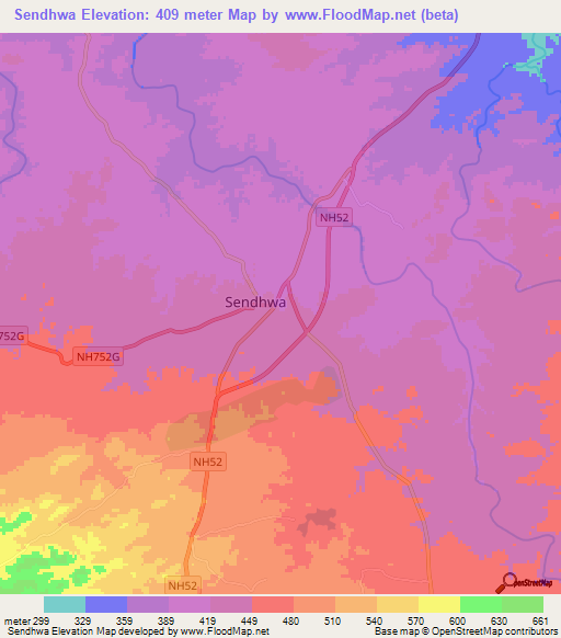 Sendhwa,India Elevation Map