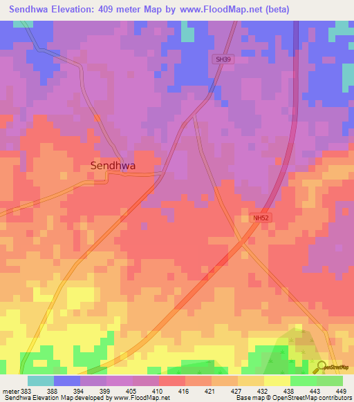 Sendhwa,India Elevation Map