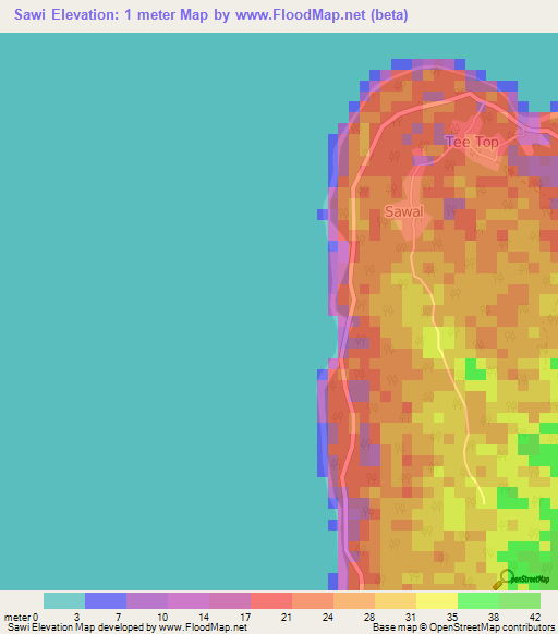Sawi,India Elevation Map