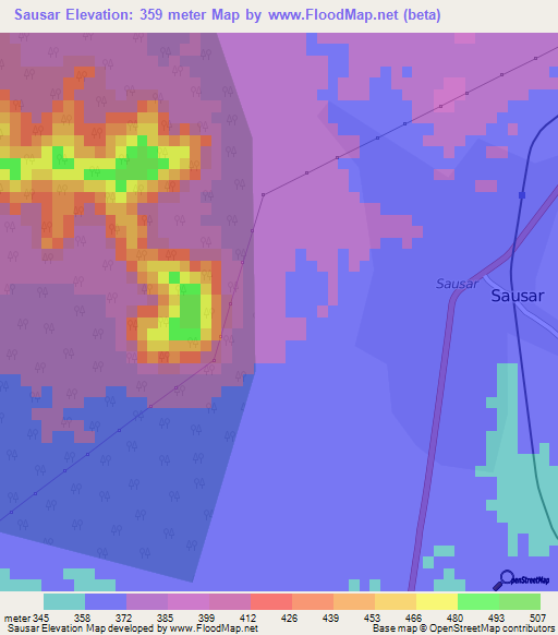 Sausar,India Elevation Map