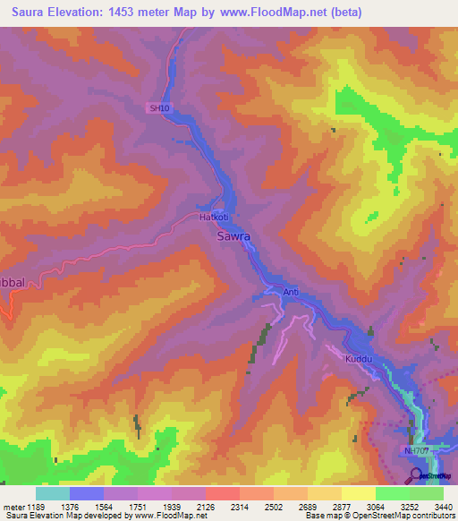 Saura,India Elevation Map